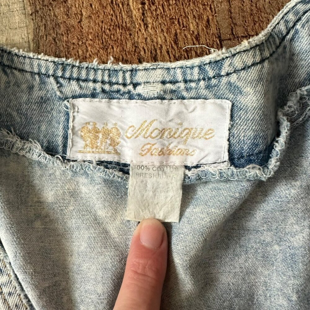 Vintage Denim Button Front Top With Playing Card Embroidery & Dice Button Detail - Picture 10 of 13